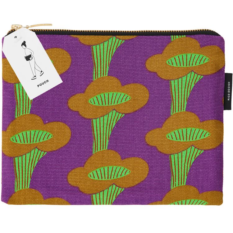 Produktbild: Pouch, Pfifferlinge, Violett, Neon, 17 x 23cm, 100% Baumwolle