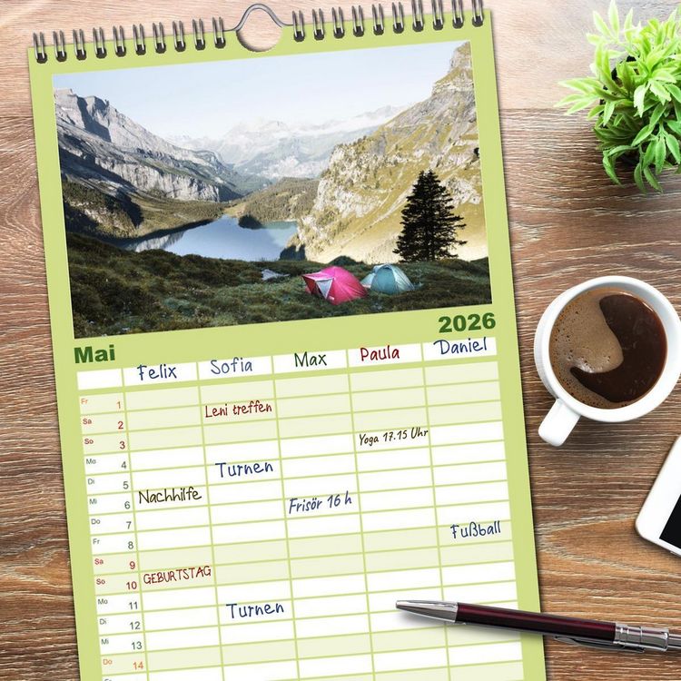 Produktbild: Familienplaner 2026 - Camping - Raus in die Natur. mit 5 Spalten (Wandkalender, 21 x 45 cm) CALVENDO
