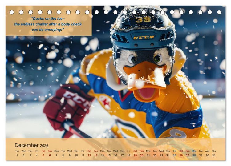 Produktbild: The most charming ice hockey animals in action (Desk Calendar 2026 DIN A5 landscape), CALVENDO 12 Month DeskCalendar