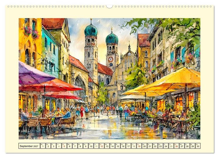 Produktbild: Gastgarten Idylle. Sommerliche Freude im Aquarellstil (Wandkalender 2027 DIN A2 quer), CALVENDO Monatskalender