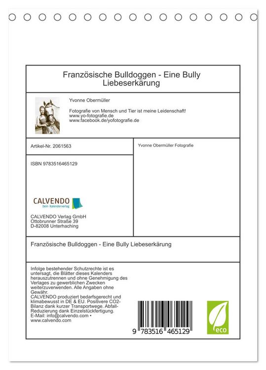Produktbild: Franz&ouml;sische Bulldoggen - Eine Bully Liebeserk&auml;rung (Tischkalender 2026 DIN A5 hoch), CALVENDO Monatskalender
