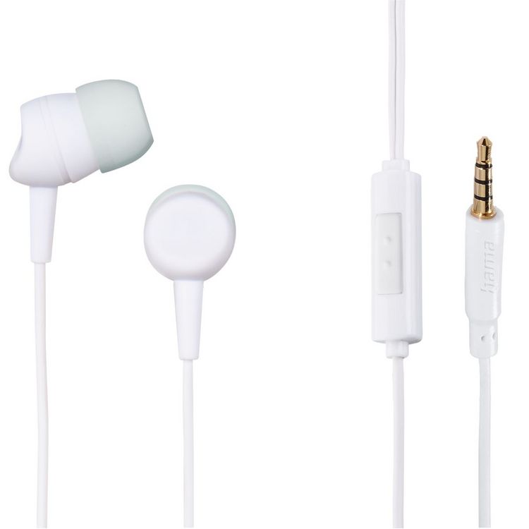 Produktbild: Hama Kooky HiFi In Ear Kopfhörer kabelgebunden Stereo Hellgrau, Weiß Mikrofon-Rauschunterdrückung