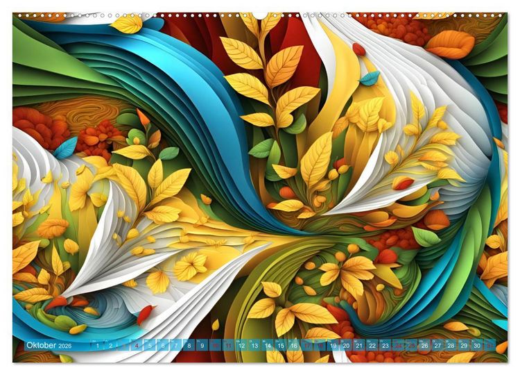 Produktbild: Vier Jahreszeiten Fraktale (hochwertiger Premium Wandkalender 2026 DIN A2 quer), Kunstdruck in Hochglanz