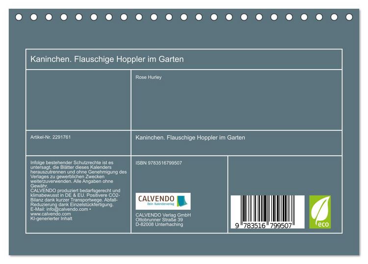 Produktbild: Kaninchen. Flauschige Hoppler im Garten (Tischkalender 2027 DIN A5 quer), CALVENDO Monatskalender