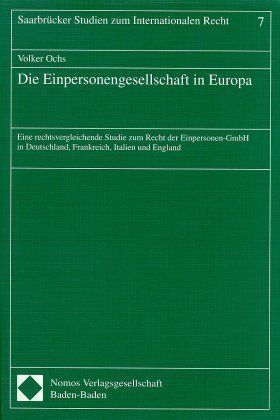 Produktbild: Die Einpersonengesellschaft in Europa