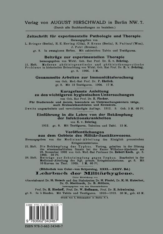 Produktbild: Die experimentelle Diagnostik, Serumtherapie und Prophylaxe der Infektionskrankheiten