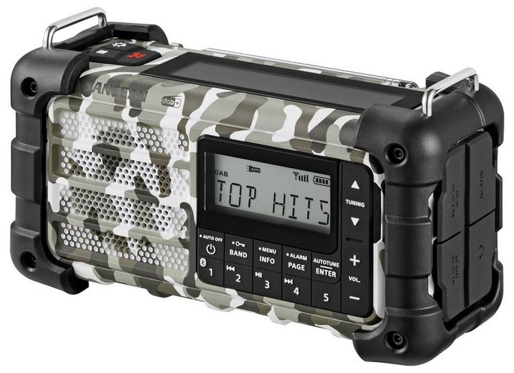 Produktbild: Sangean MMR-99 DAB+ Camo Notfallradio DAB+, UKW AUX, USB, Bluetooth&reg; Solarpanel, Handkurbel, Akku-Ladefunktion Arctic Camo