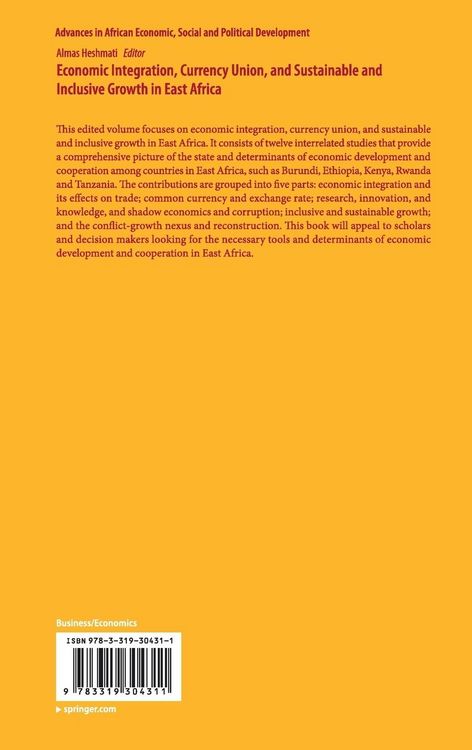 Produktbild: Economic Integration, Currency Union, and Sustainable and Inclusive Growth in East Africa