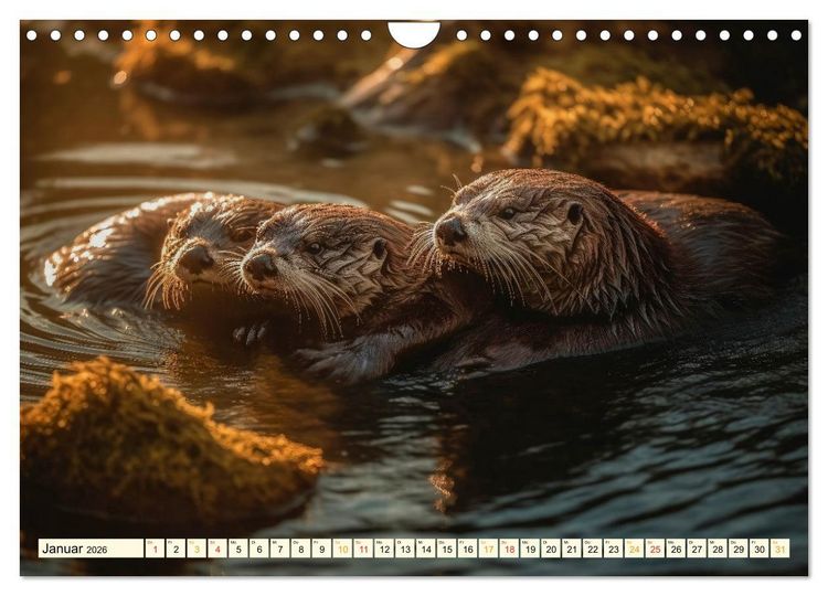 Produktbild: Fischotter - schlaue J&auml;ger (Wandkalender 2026 DIN A4 quer), CALVENDO Monatskalender