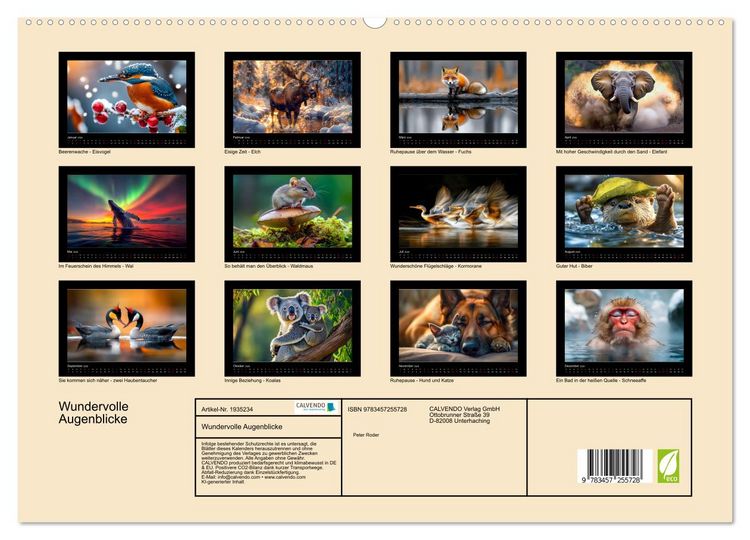 Produktbild: Wundervolle Augenblicke (hochwertiger Premium Wandkalender 2026 DIN A2 quer), Kunstdruck in Hochglanz