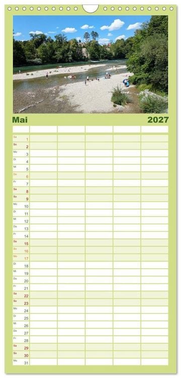 Produktbild: Familienplaner 2027 - Hier f&uuml;hle ich mich zuhause - Landsberg am Lech und Ammersee mit 5 Spalten (Wandkalender, 21 x 45 cm) CALVENDO