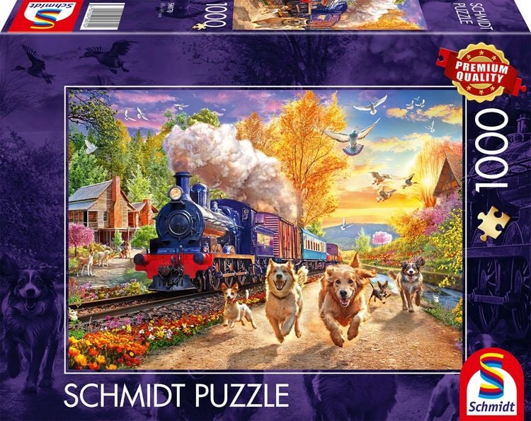 Produktbild: Schmidt 58070 - Hunderennen mit Dampflok, Puzzle, 1000 Teile