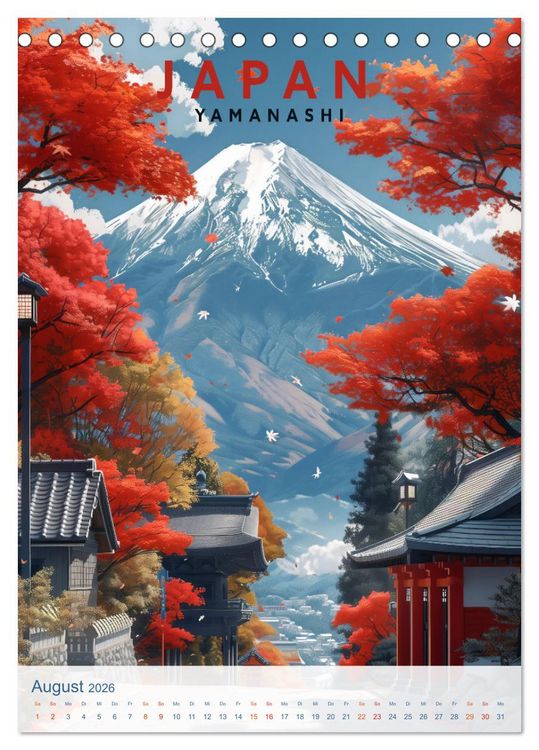 Produktbild: Japan - Old School Poster Style (Tischkalender 2026 DIN A5 hoch), CALVENDO Monatskalender