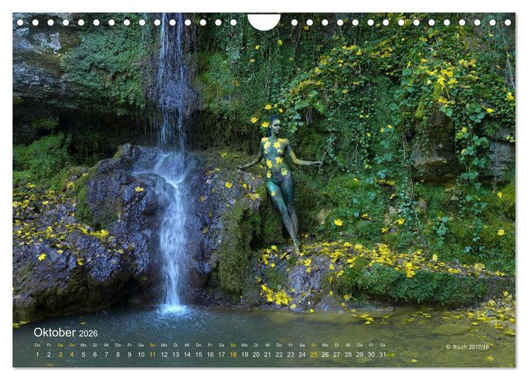 Produktbild: BODYPAINTING AM WASSERFALL VON LINN (Wandkalender 2026 DIN A4 quer), CALVENDO Monatskalender