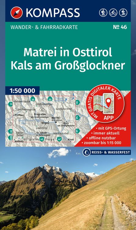 Produktbild: KOMPASS Wanderkarte 46 Matrei in Osttirol, Kals am Großglockner 1:50.000
