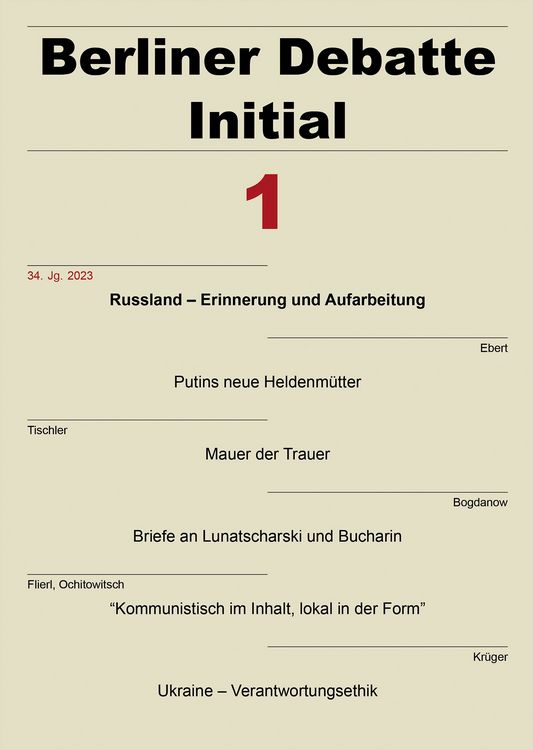 Produktbild: Berliner Debatte Initial 34 (2023) 1