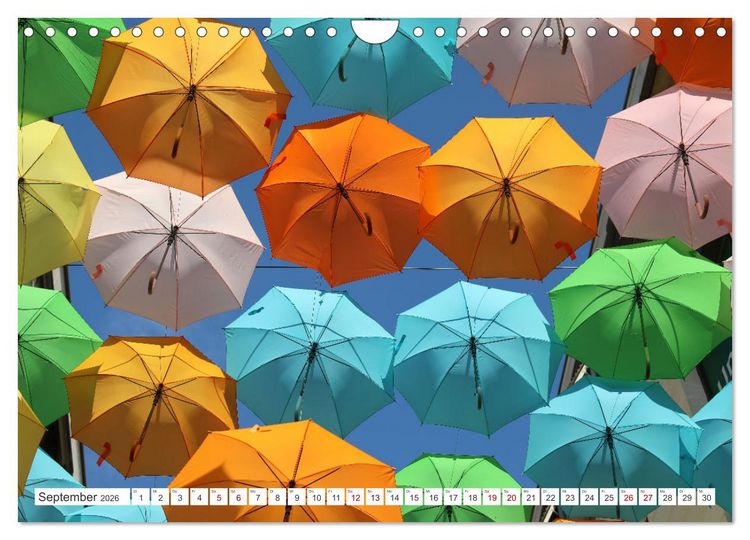 Produktbild: Umbrella Skies - Farbenfrohe Schirme (Wandkalender 2026 DIN A4 quer), CALVENDO Monatskalender