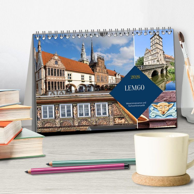 Produktbild: LEMGO - Weserrenaissance und Fachwerkromantik (Tischkalender 2026 DIN A5 quer), CALVENDO Monatskalender