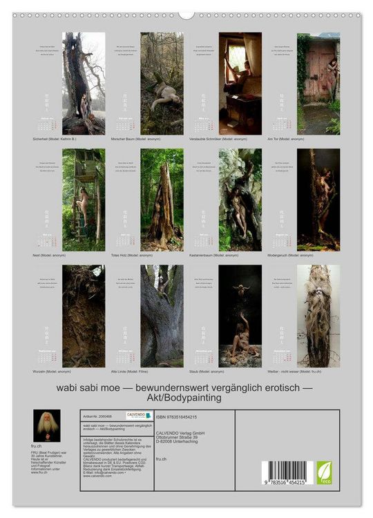 Produktbild: wabi sabi moe &mdash; bewundernswert verg&auml;nglich erotisch &mdash; Akt/Bodypainting (hochwertiger Premium Wandkalender 2026 DIN A2 hoch), Kunstdruck in Hochglanz