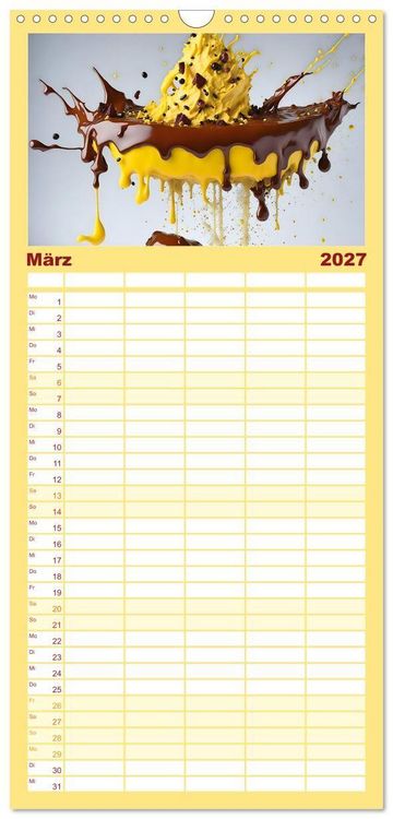 Produktbild: Familienplaner 2027 - Tortenschlacht - s&uuml;&szlig;e Versuchung mit 5 Spalten (Wandkalender, 21 x 45 cm) CALVENDO