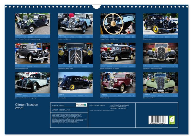 Produktbild: Citroen Traction Avant (Wandkalender 2026 DIN A3 quer), CALVENDO Monatskalender