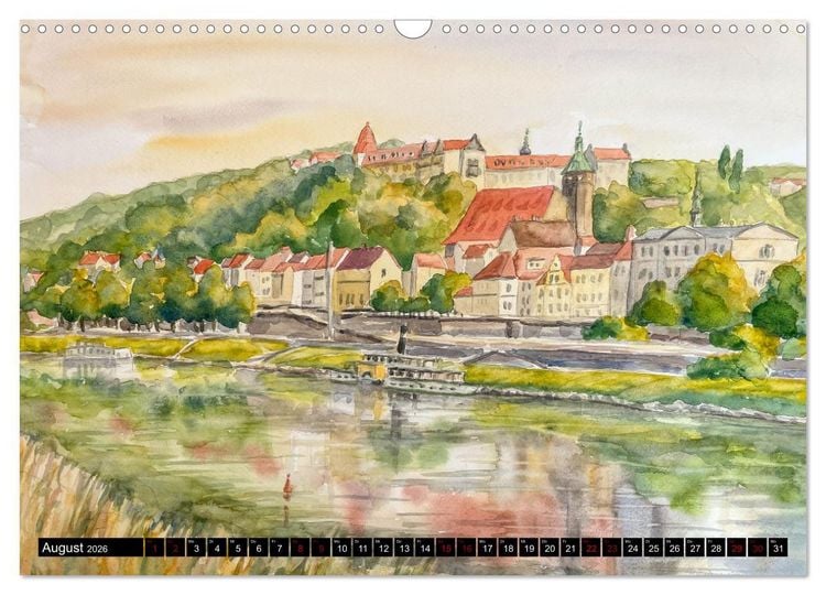 Produktbild: Dresden und das Elbtal - Ein Aquarellkalender von Claudia Pinkau (Wandkalender 2026 DIN A3 quer), CALVENDO Monatskalender