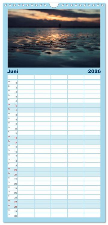 Produktbild: Familienplaner 2026 - Abendlicht &uuml;ber der Nordsee mit 5 Spalten (Wandkalender, 21 x 45 cm) CALVENDO