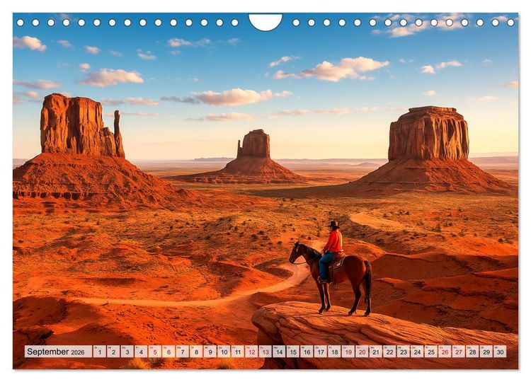 Produktbild: USA &ndash; von Yellowstone bis Texas - Cowboys, Pr&auml;rie und Bisons (Wandkalender 2026 DIN A4 quer), CALVENDO Monatskalender