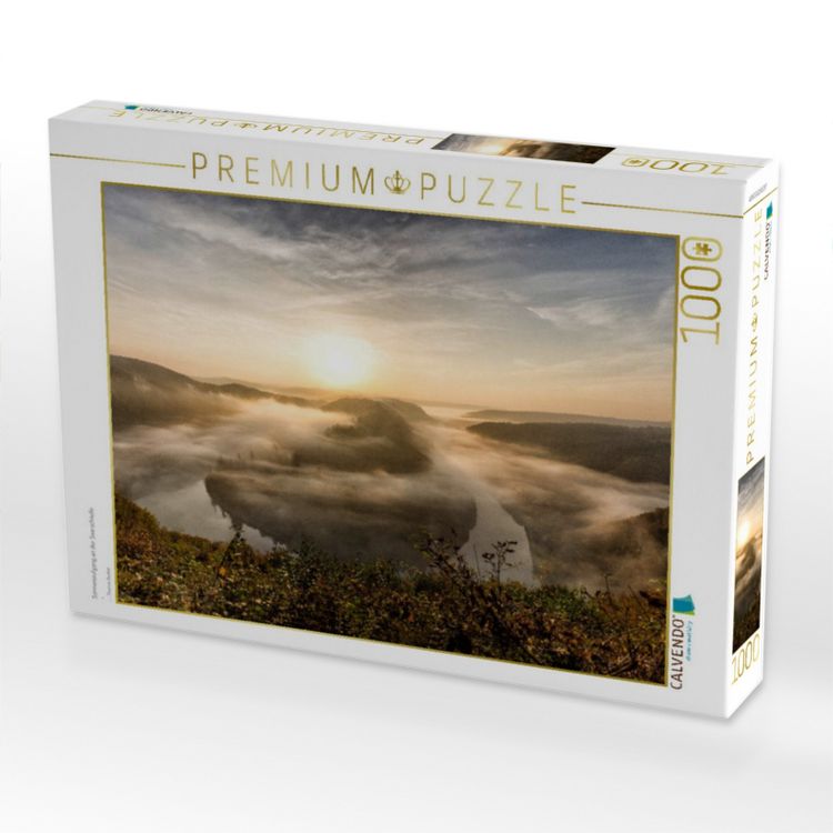Produktbild: CALVENDO Puzzle Sonnenaufgang an der Saarschleife | 1000 Teile Lege-Gr&ouml;&szlig;e 64x48cm Foto-Puzzle f&uuml;r gl&uuml;ckliche Stunden