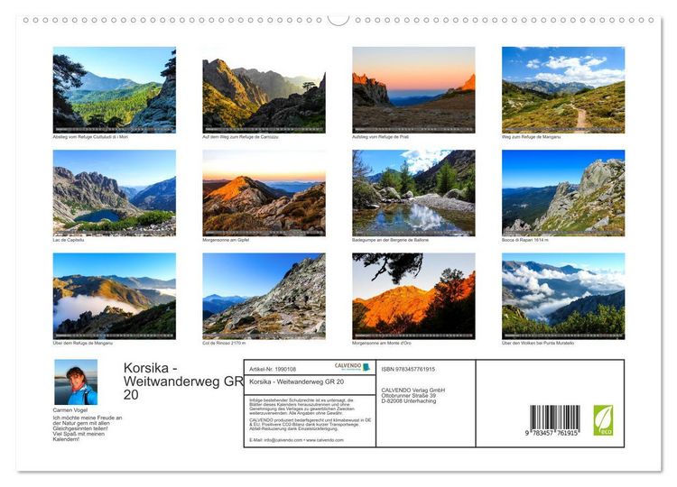 Produktbild: Korsika - Weitwanderweg GR 20 (hochwertiger Premium Wandkalender 2026 DIN A2 quer), Kunstdruck in Hochglanz