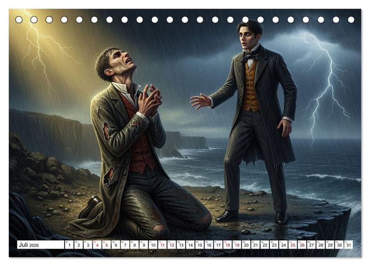Produktbild: Victor Frankenstein und seine Sch&ouml;pfung (Tischkalender 2026 DIN A5 quer), CALVENDO Monatskalender