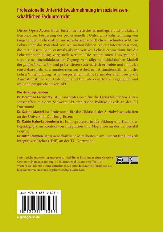 Produktbild: Professionelle Unterrichtswahrnehmung im sozialwissenschaftlichen Fachunterricht