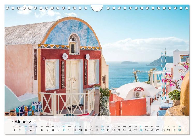 Produktbild: Oia Santorini - Bilderbuch-Dorf von Griechenland (Wandkalender 2027 DIN A4 quer), CALVENDO Monatskalender