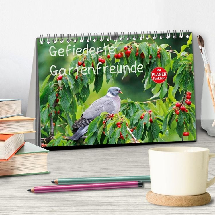 Produktbild: Gefiederte Gartenfreunde (Tischkalender 2026 DIN A5 quer), CALVENDO Monatskalender