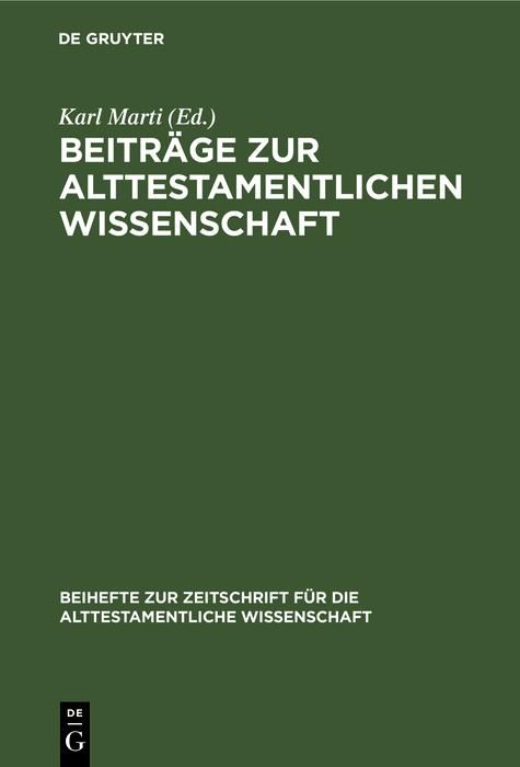 Produktbild: Beitr&auml;ge zur alttestamentlichen Wissenschaft