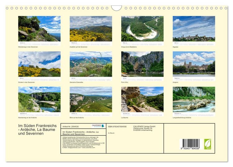 Produktbild: Im S&uuml;den Frankreichs - Ard&egrave;che, La Baume und Sevennen (Wandkalender 2026 DIN A3 quer), CALVENDO Monatskalender