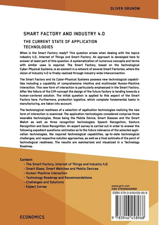 Produktbild: Smart Factory and Industry 4.0. The Current State of Application Technologies