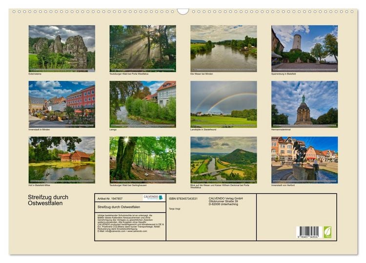 Produktbild: Streifzug durch Ostwestfalen (Wandkalender 2026 DIN A2 quer), CALVENDO Monatskalender