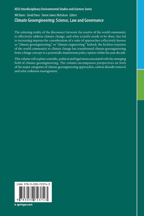 Produktbild: Climate Geoengineering: Science, Law and Governance