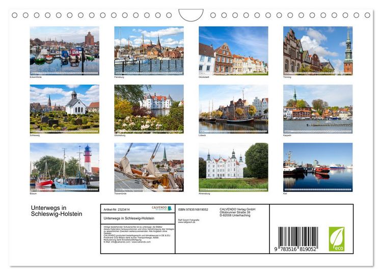 Produktbild: Unterwegs in Schleswig-Holstein (Wandkalender 2027 DIN A4 quer), CALVENDO Monatskalender