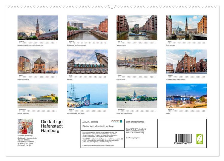 Produktbild: Die farbige Hafenstadt Hamburg (hochwertiger Premium Wandkalender 2026 DIN A2 quer), Kunstdruck in Hochglanz