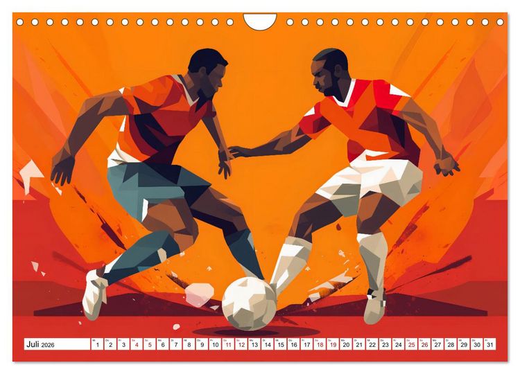 Produktbild: Magie des Fussballs - Illustrierte Emotionen auf dem Rasen (Wandkalender 2026 DIN A4 quer), CALVENDO Monatskalender