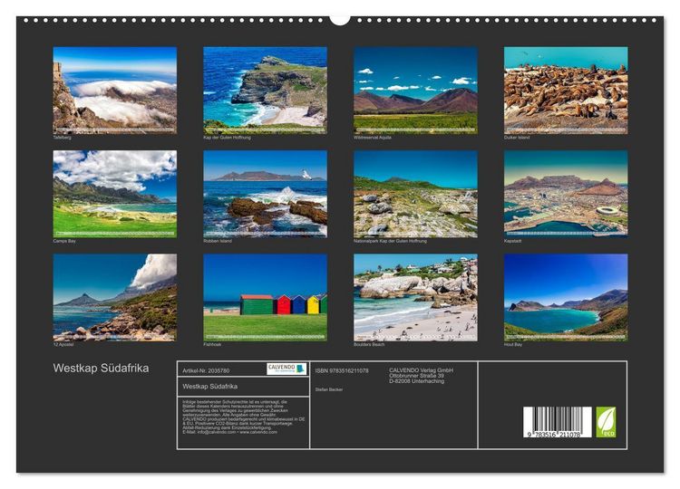 Produktbild: Westkap S&uuml;dafrika (hochwertiger Premium Wandkalender 2026 DIN A2 quer), Kunstdruck in Hochglanz