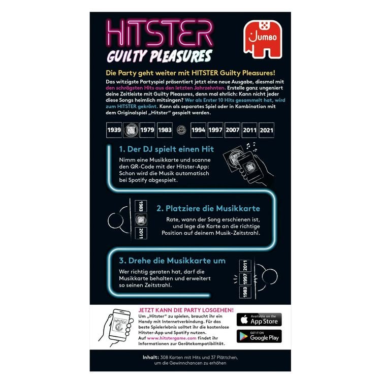 Jumbo 1110100378 - Hitster Guilty Pleasures, Musik-Quizspiel, Partyspiel