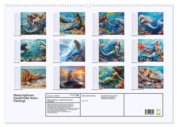 Produktbild: Meerjungfrauen. Zauberhafte Nixen-Paintings (Wandkalender 2026 DIN A2 quer), CALVENDO Monatskalender