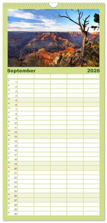 Produktbild: Familienplaner 2026 - Grand Canyon, Nationalpark mit 5 Spalten (Wandkalender, 21 x 45 cm) CALVENDO