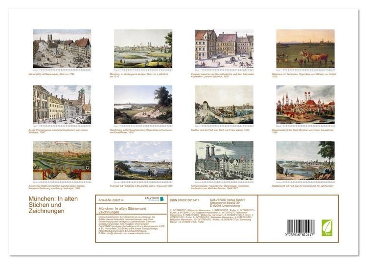 Produktbild: M&uuml;nchen: In alten Stichen und Zeichnungen (hochwertiger Premium Wandkalender 2026 DIN A2 quer), Kunstdruck in Hochglanz