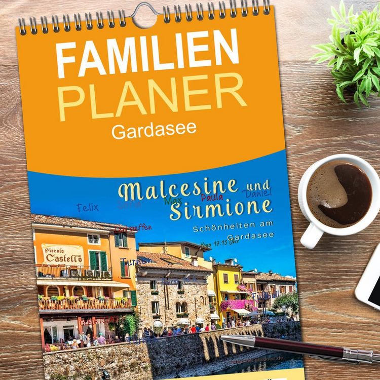 Produktbild: Familienplaner 2026 - Malcesine und Sirmione, Sch&ouml;nheiten am Gardasee mit 5 Spalten (Wandkalender, 21 x 45 cm) CALVENDO