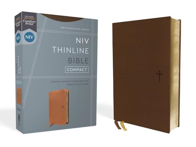 Produktbild: Niv, Thinline Bible, Compact, Leathersoft, Brown, Red Letter, Comfort Print