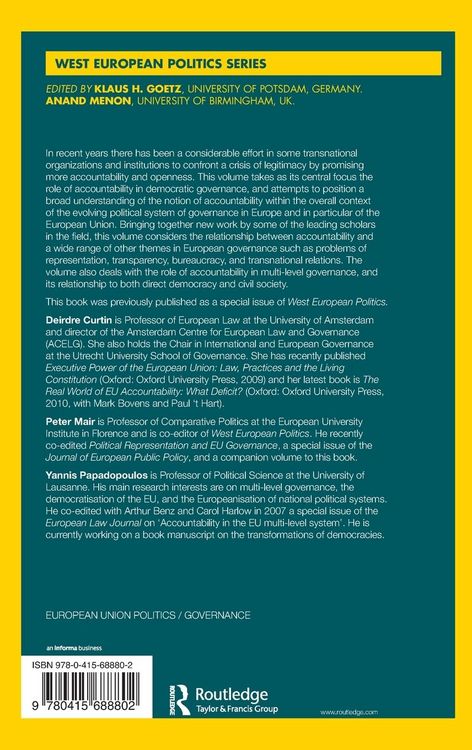 Produktbild: Accountability and European Governance